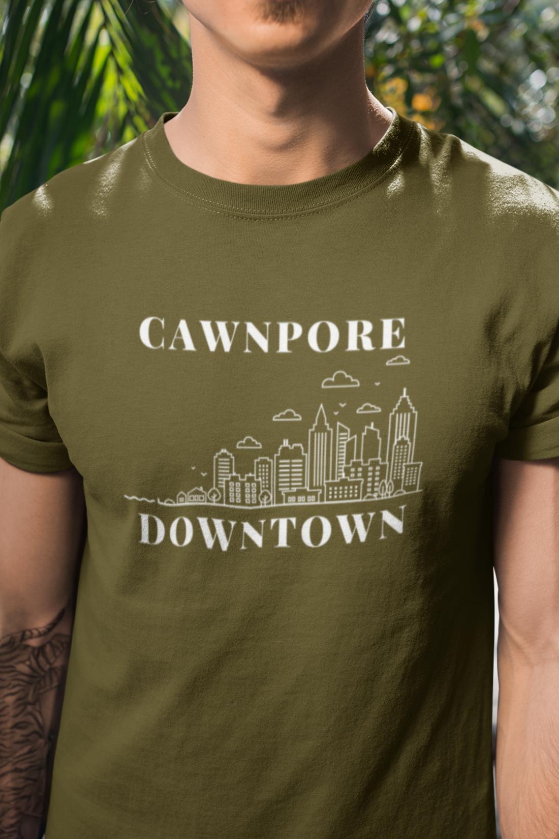 Round neck Half sleeves Tshirt with design of Cawnpore Downtown