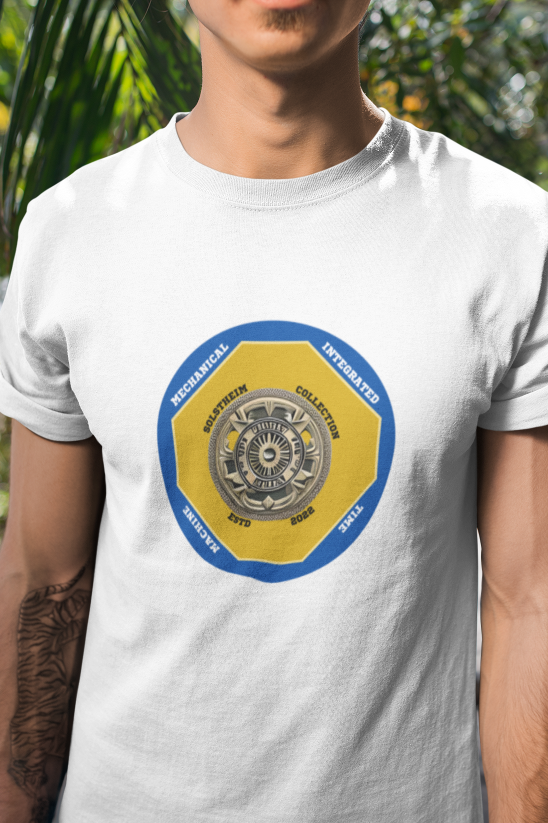 Round Neck Half Sleeves T-Shirt with Solstheim Shield Time Machine