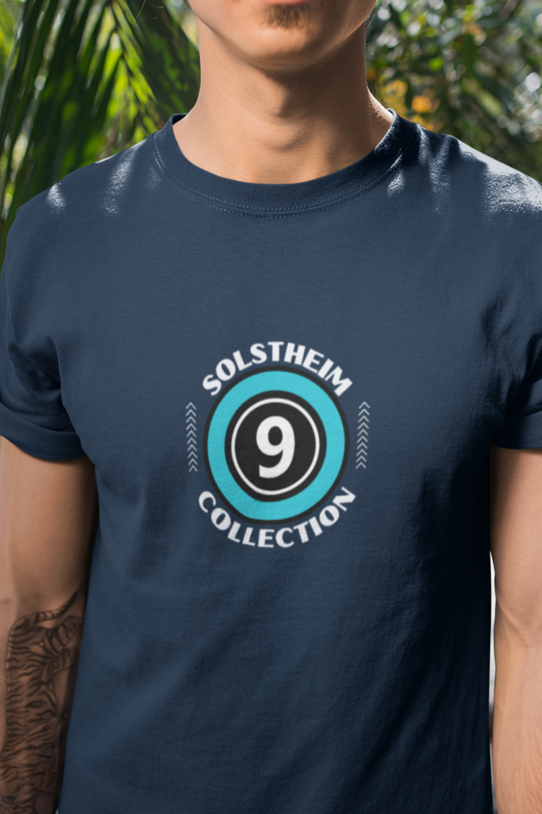 Round Neck Half Sleeves T-Shirt with Number 9 Design