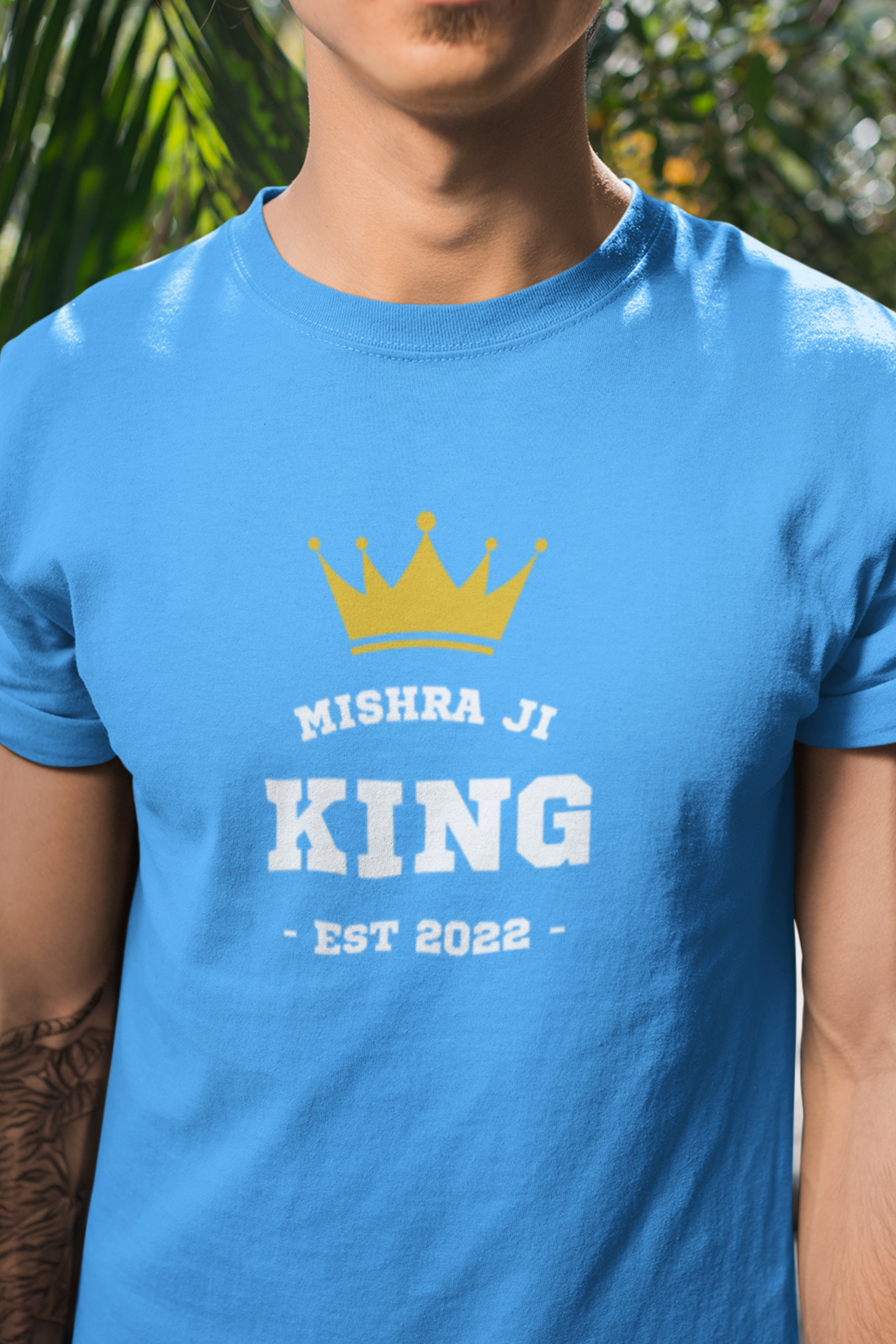 Round neck Half sleeves Tshirt with dual print of Mishra Ji King & 360