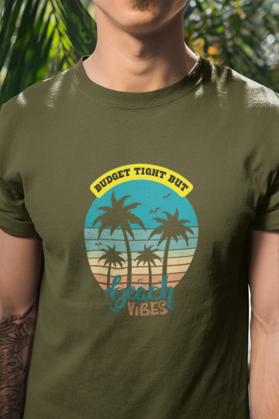 Round neck Half sleeves Tshirt with design of Cool Beach Vibes