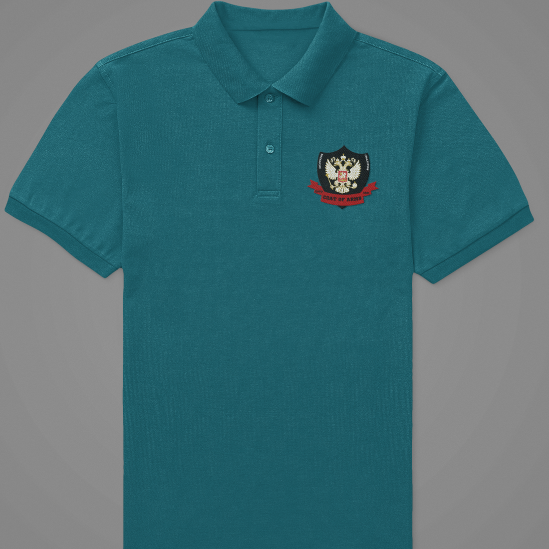 Polo Tshirt with Coat of Arms Black