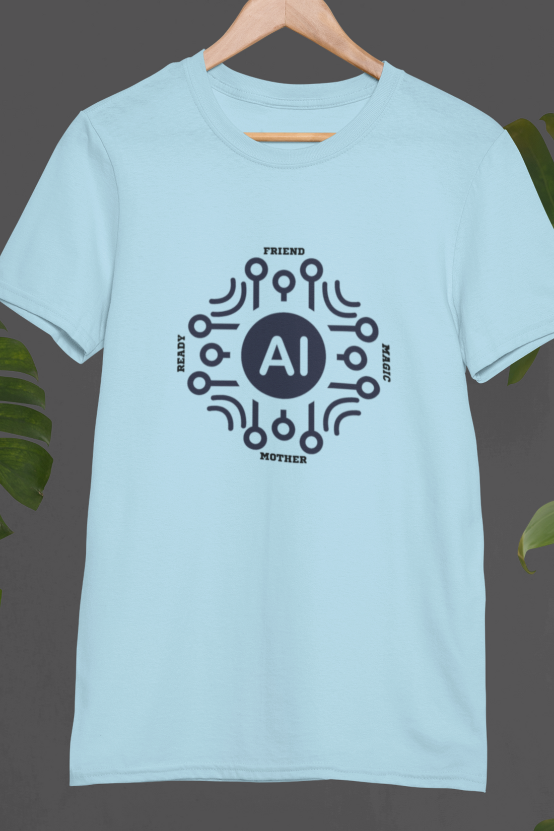 Round neck Half  sleeves Tshirt with AI Indian language connection