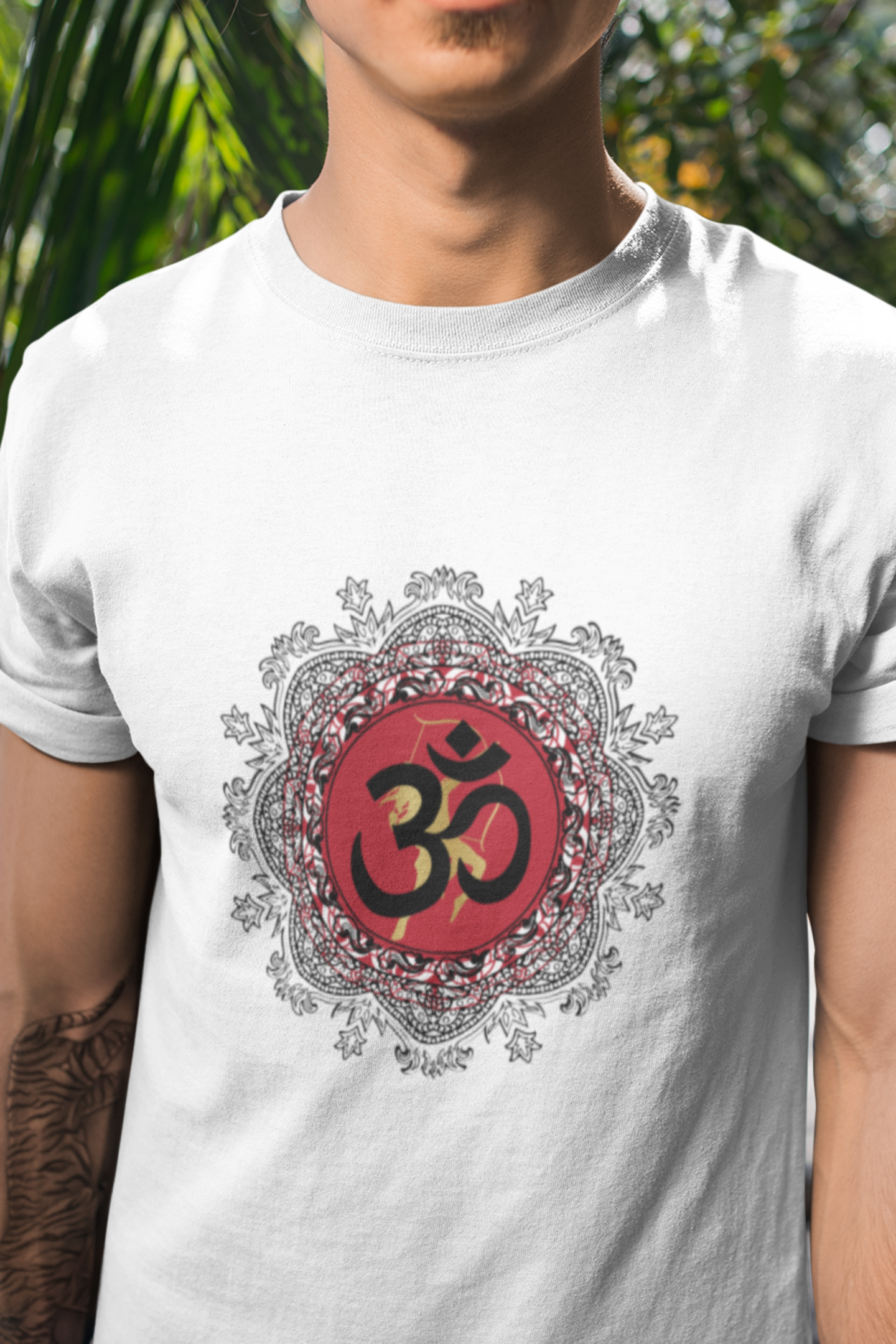 Round neck Half sleeves Tshirt with design of OM