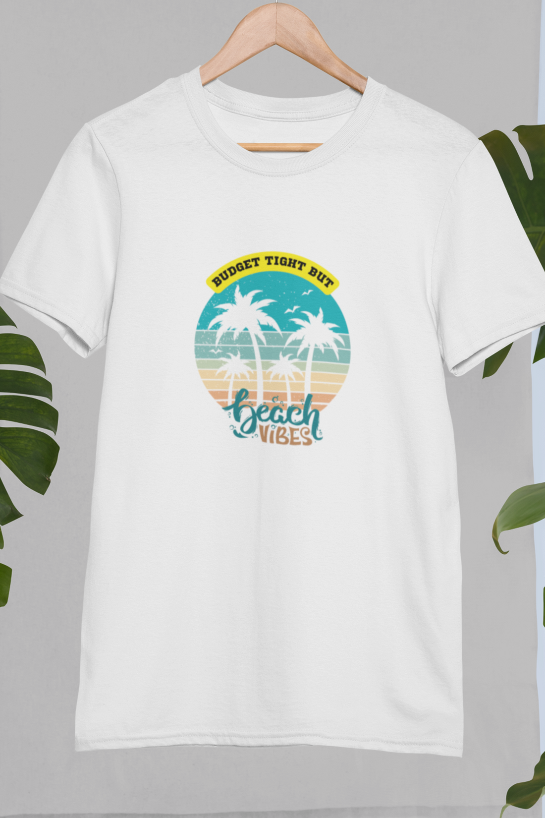 Round neck Half sleeves Tshirt with design of Cool Beach Vibes