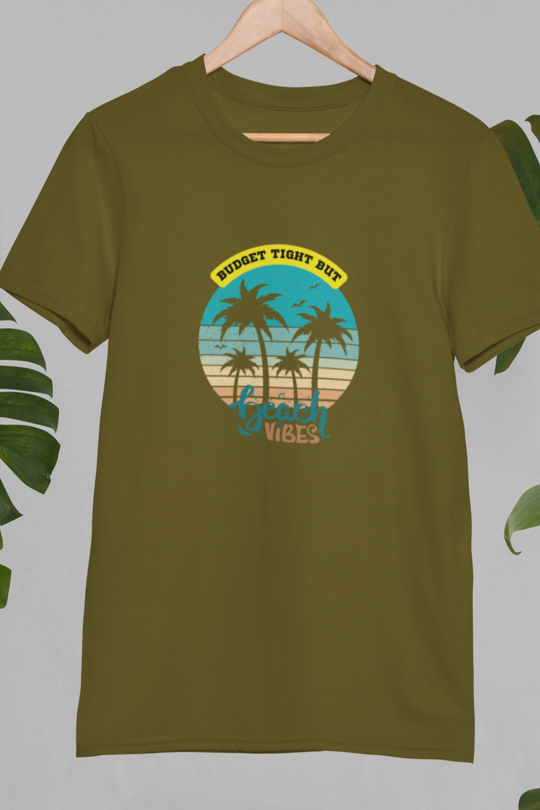 Round neck Half sleeves Tshirt with design of Cool Beach Vibes