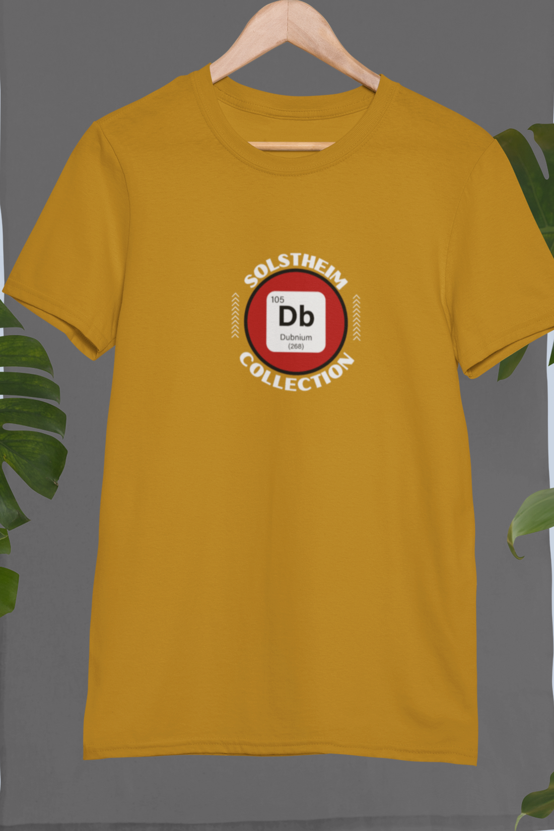 Round Neck Half Sleeves T-Shirt with Db 105 Dubnium Number Design