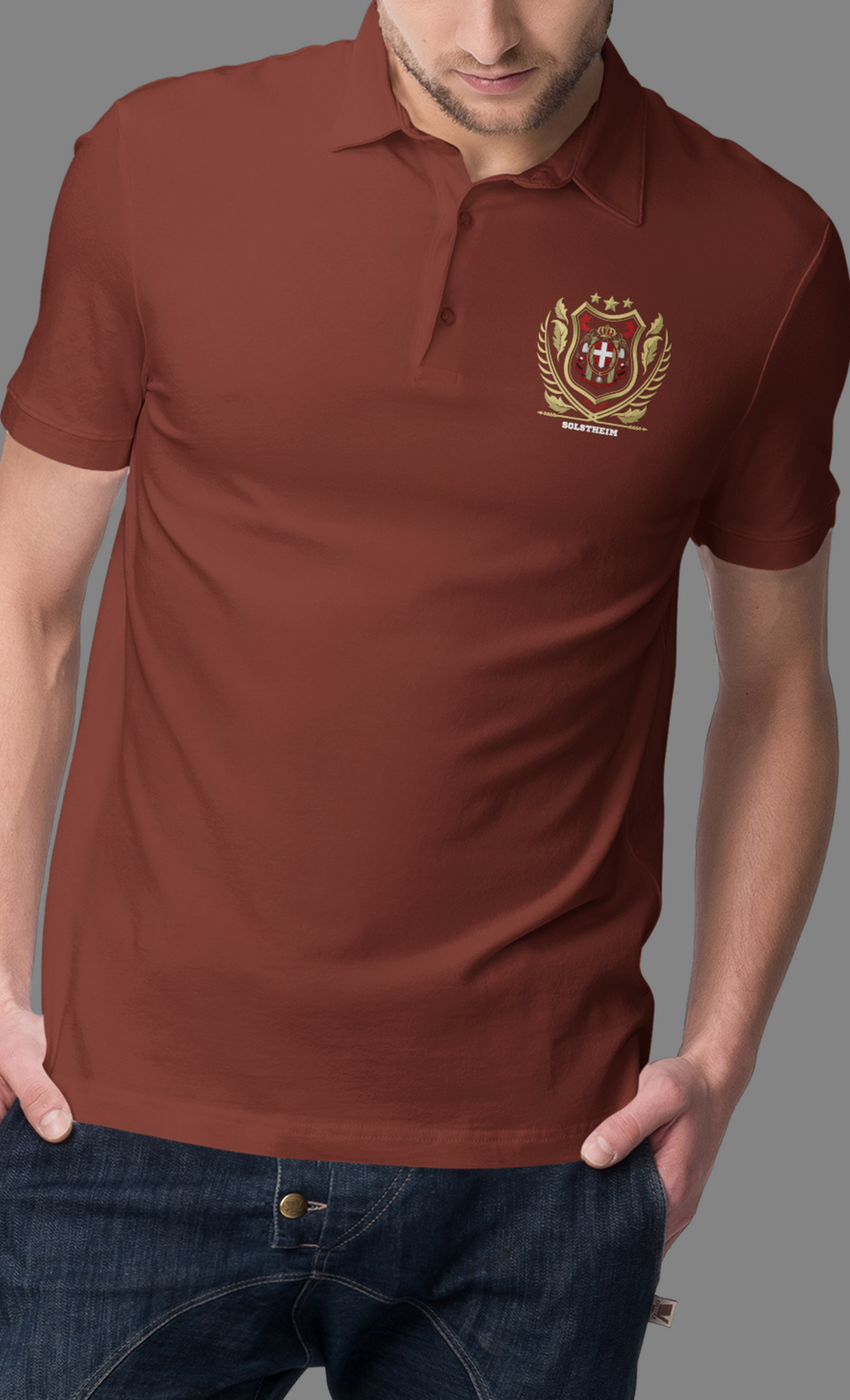 Polo Tshirt with Coat of Arms Golden