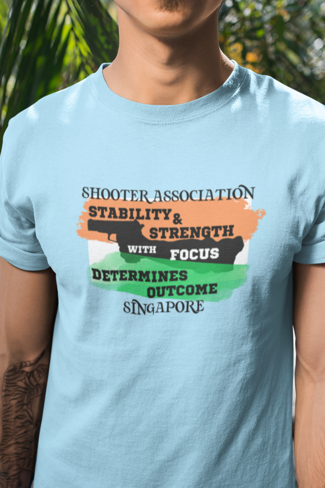 Round neck Half sleeves Tshirt with India Singapore Shooter Association