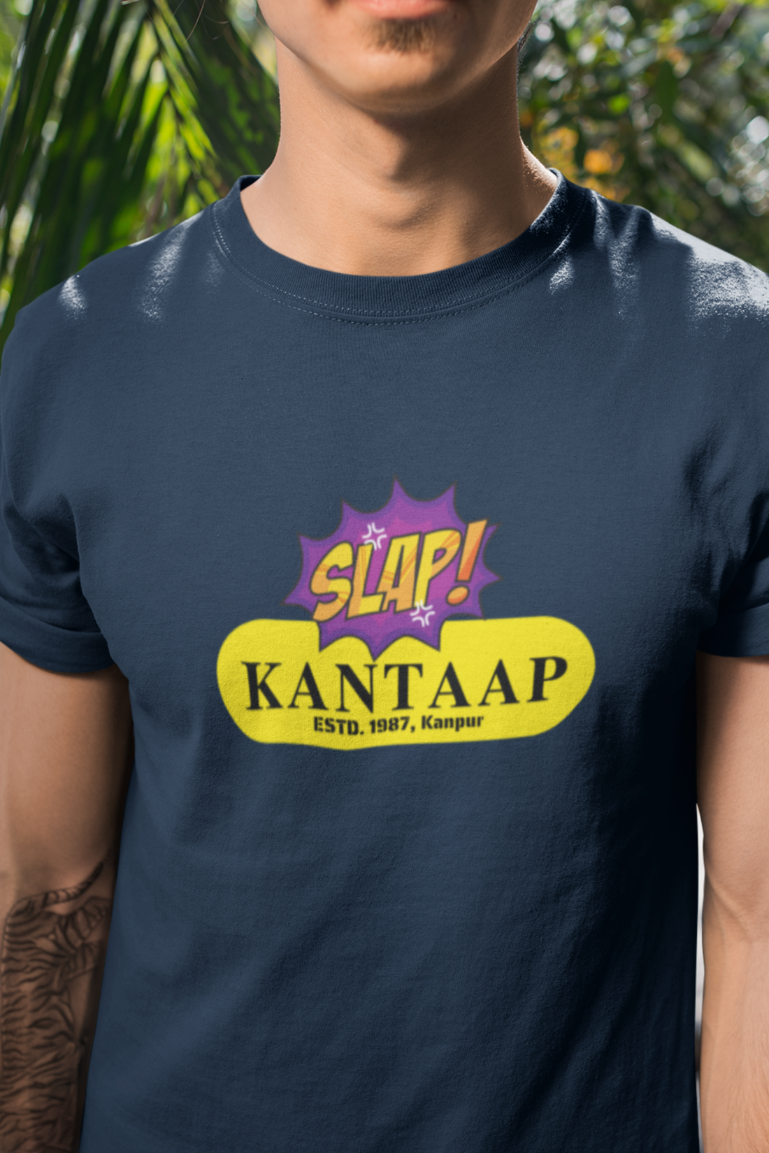 Round neck Half sleeves Tshirt with design of Cawnpore Kantaap