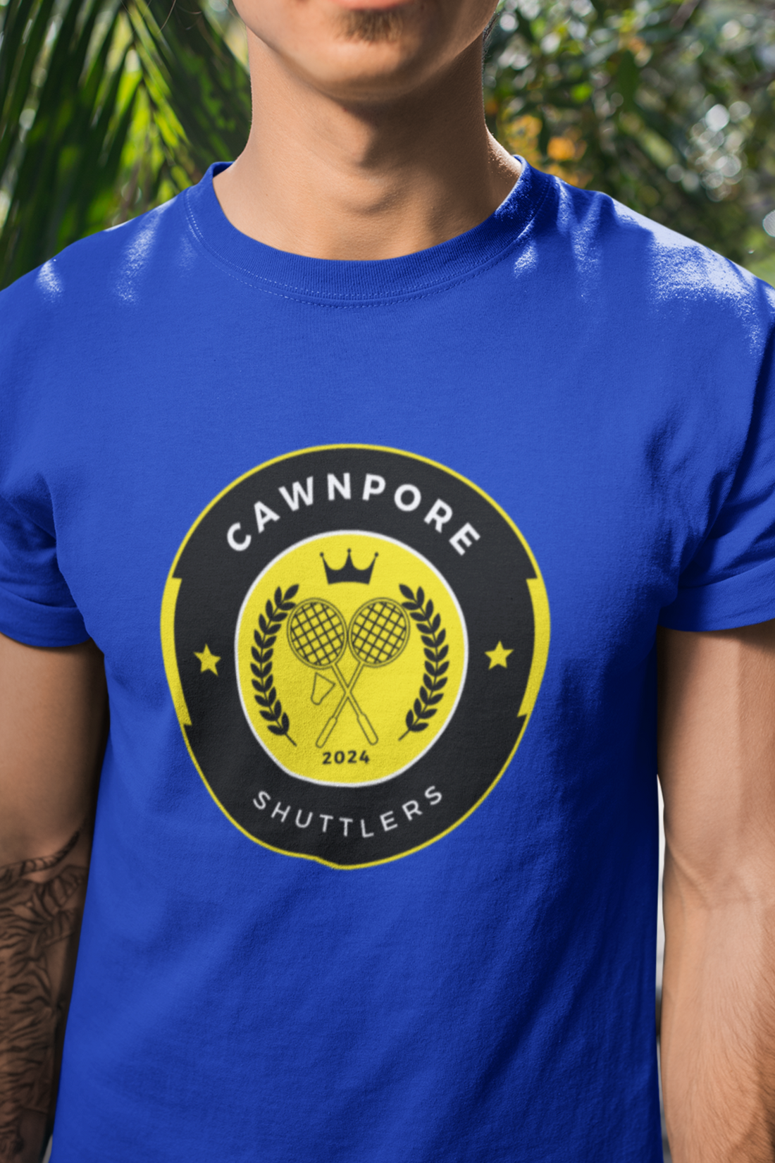 Round neck Half  sleeves Tshirt with Cawnpore Shuttlers design