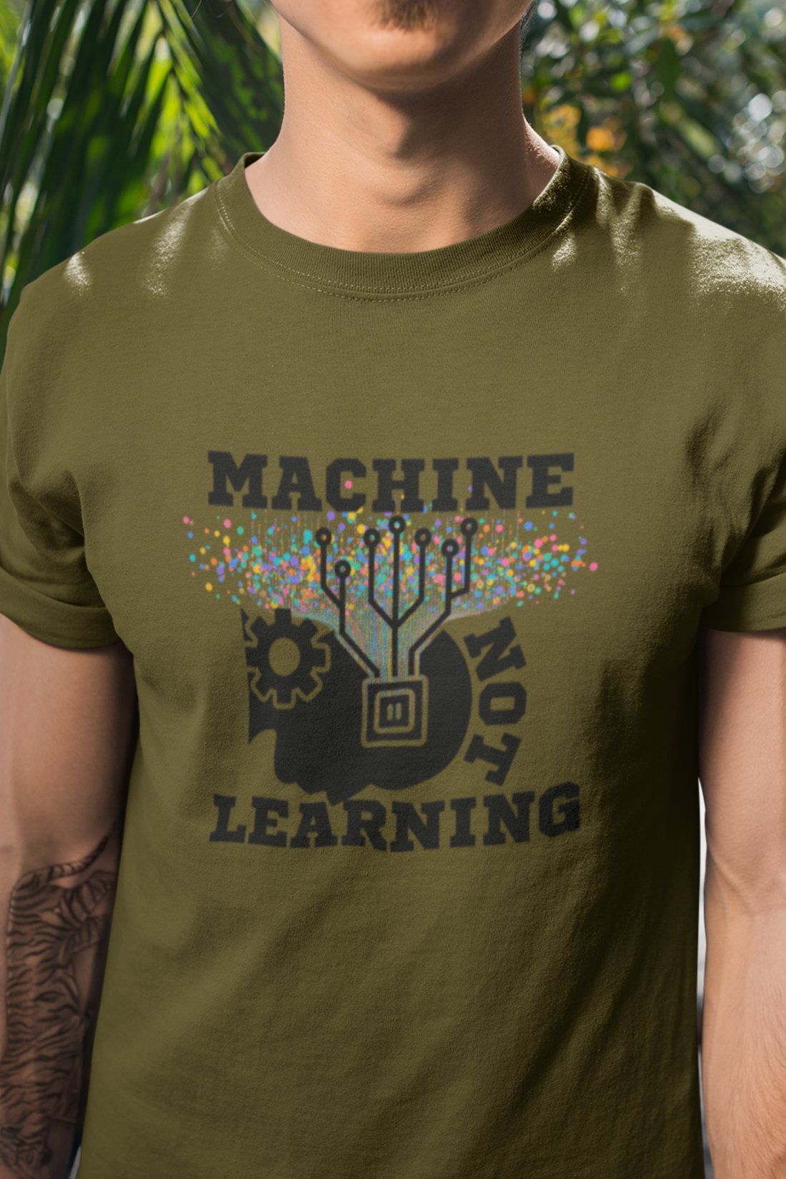 Round neck Half  sleeves Tshirt with Machine Not Learning