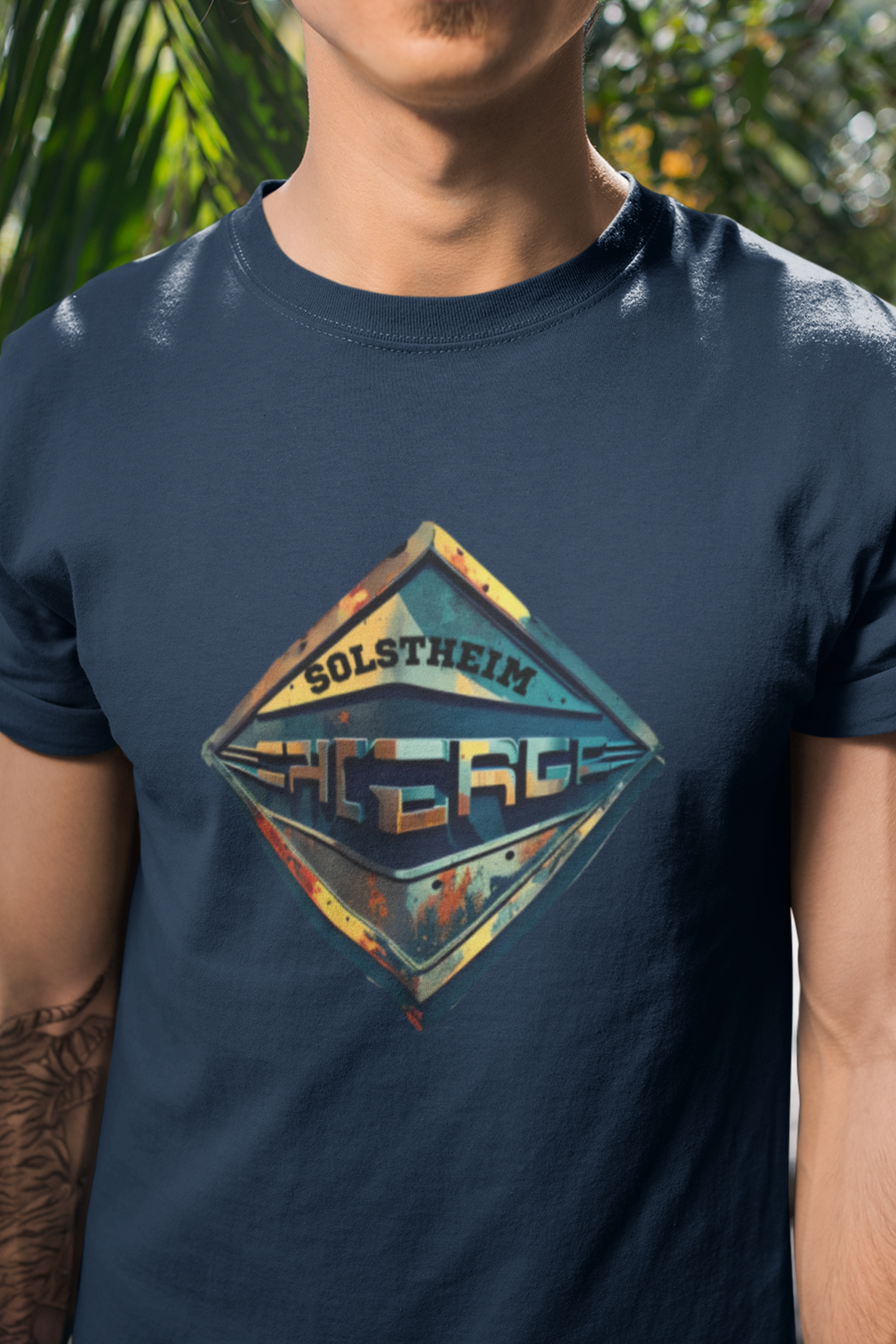 Round neck Half sleeves Tshirt with design of Retro Shield 3D