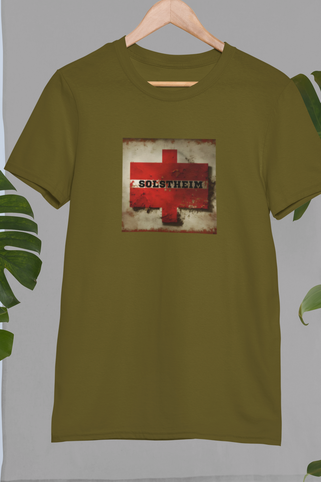 Round neck Half sleeves Tshirt with design of Retro Red Cross Plus