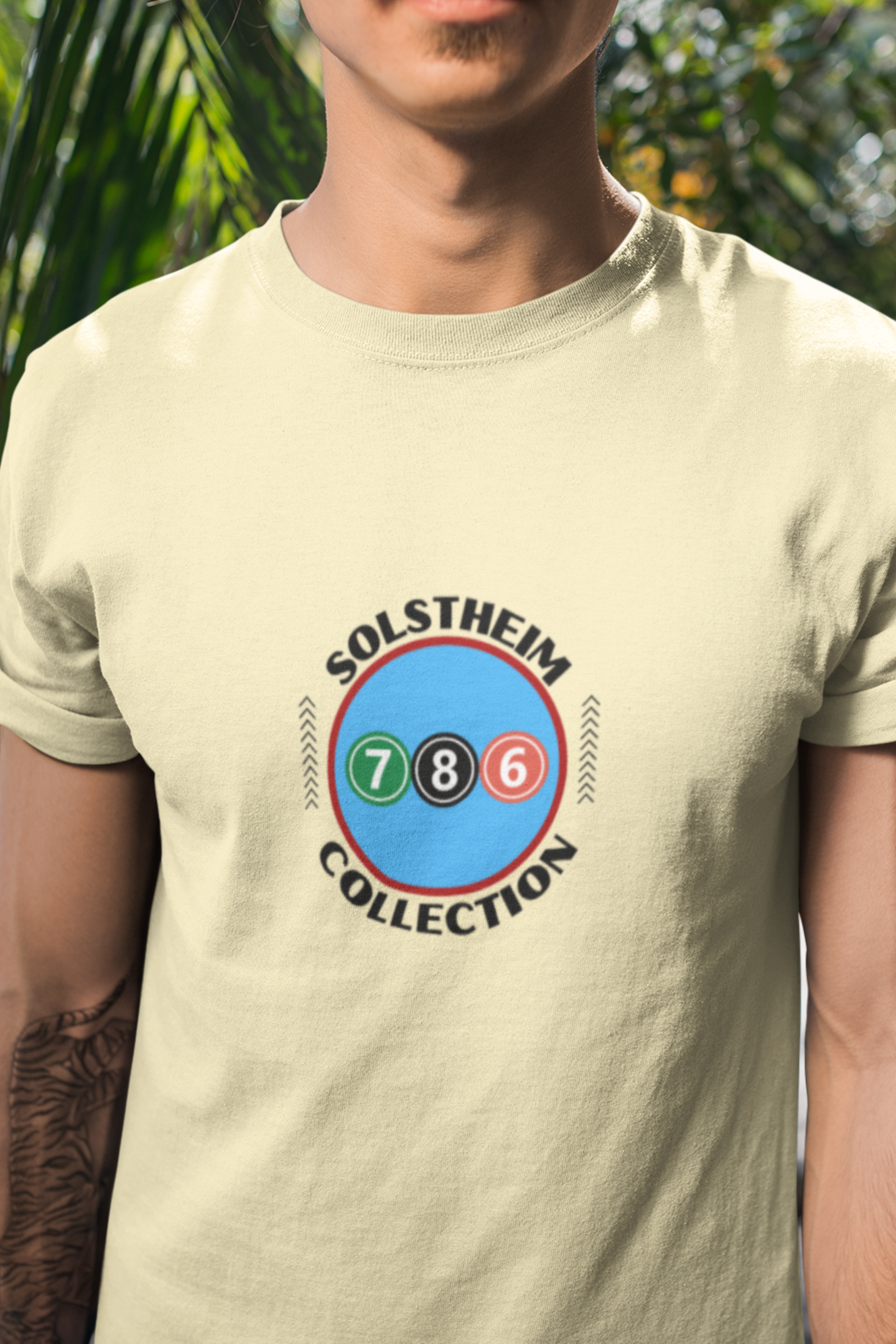 Round Neck Half Sleeves T-Shirt with Number 786 Design