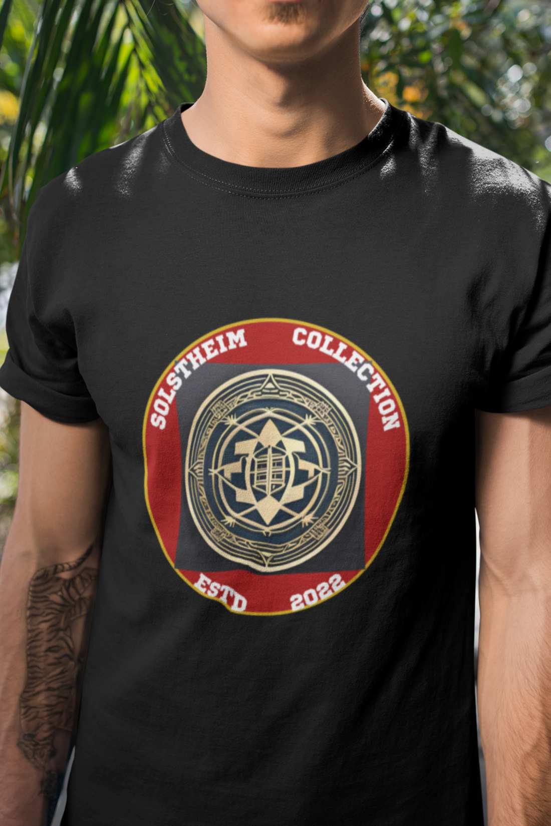 Round Neck Half Sleeves T-Shirt with Solstheim Shield