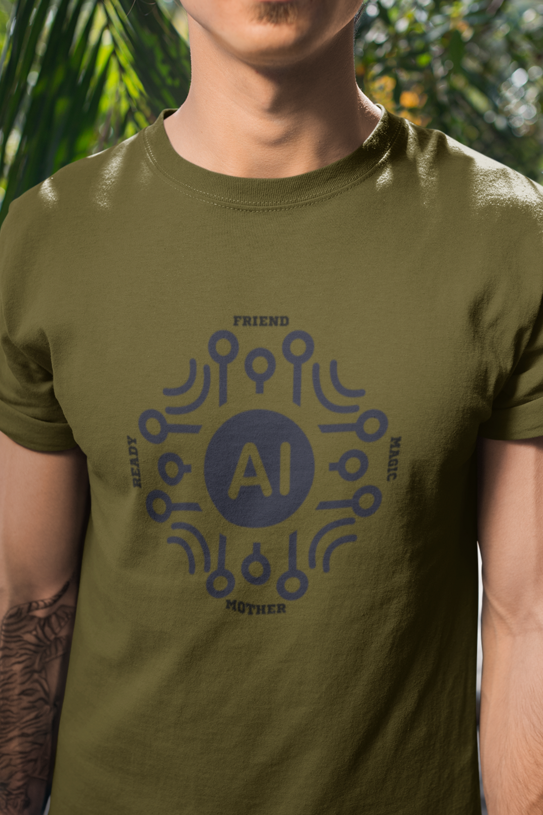 Round neck Half  sleeves Tshirt with AI Indian language connection