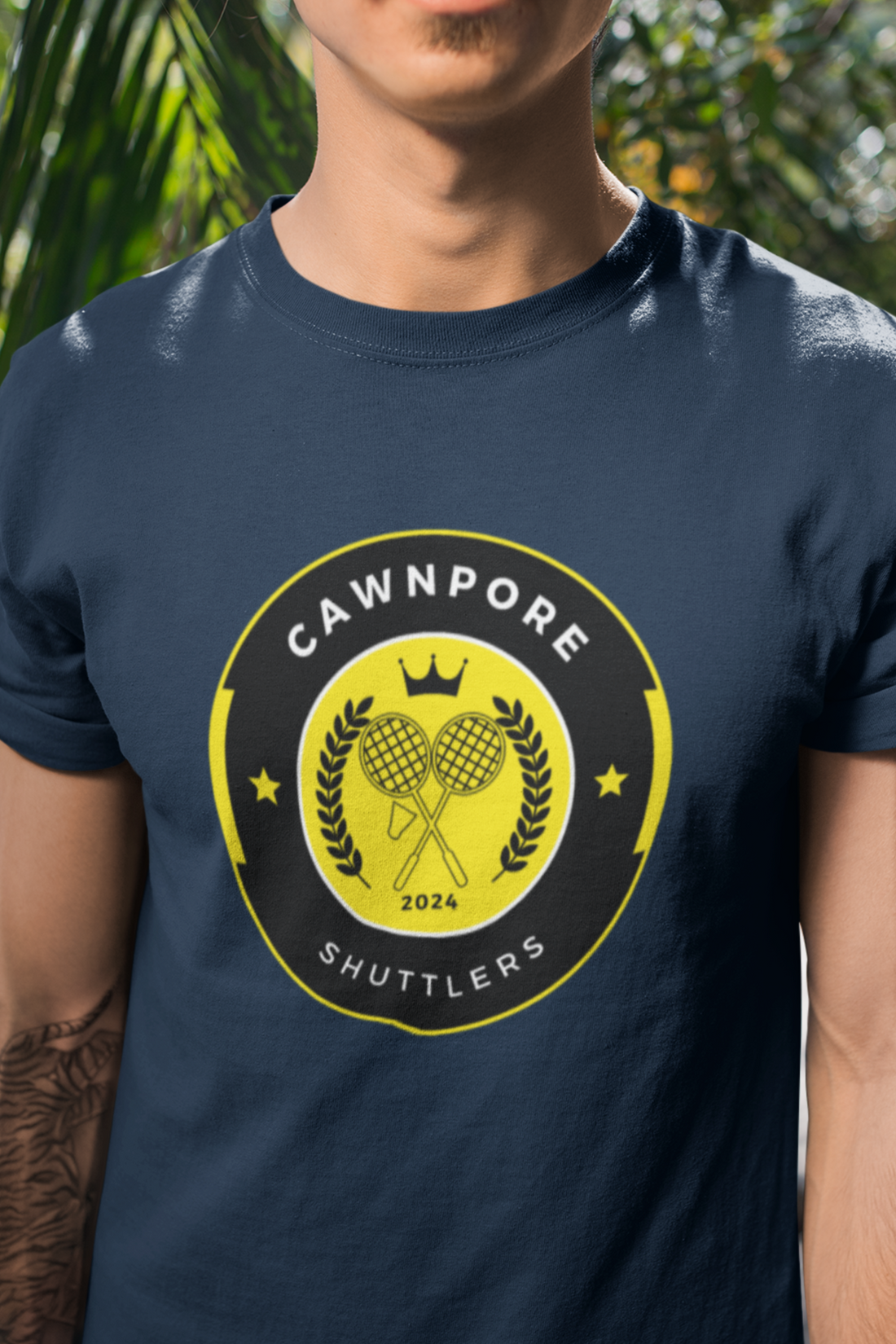 Round neck Half  sleeves Tshirt with Cawnpore Shuttlers design