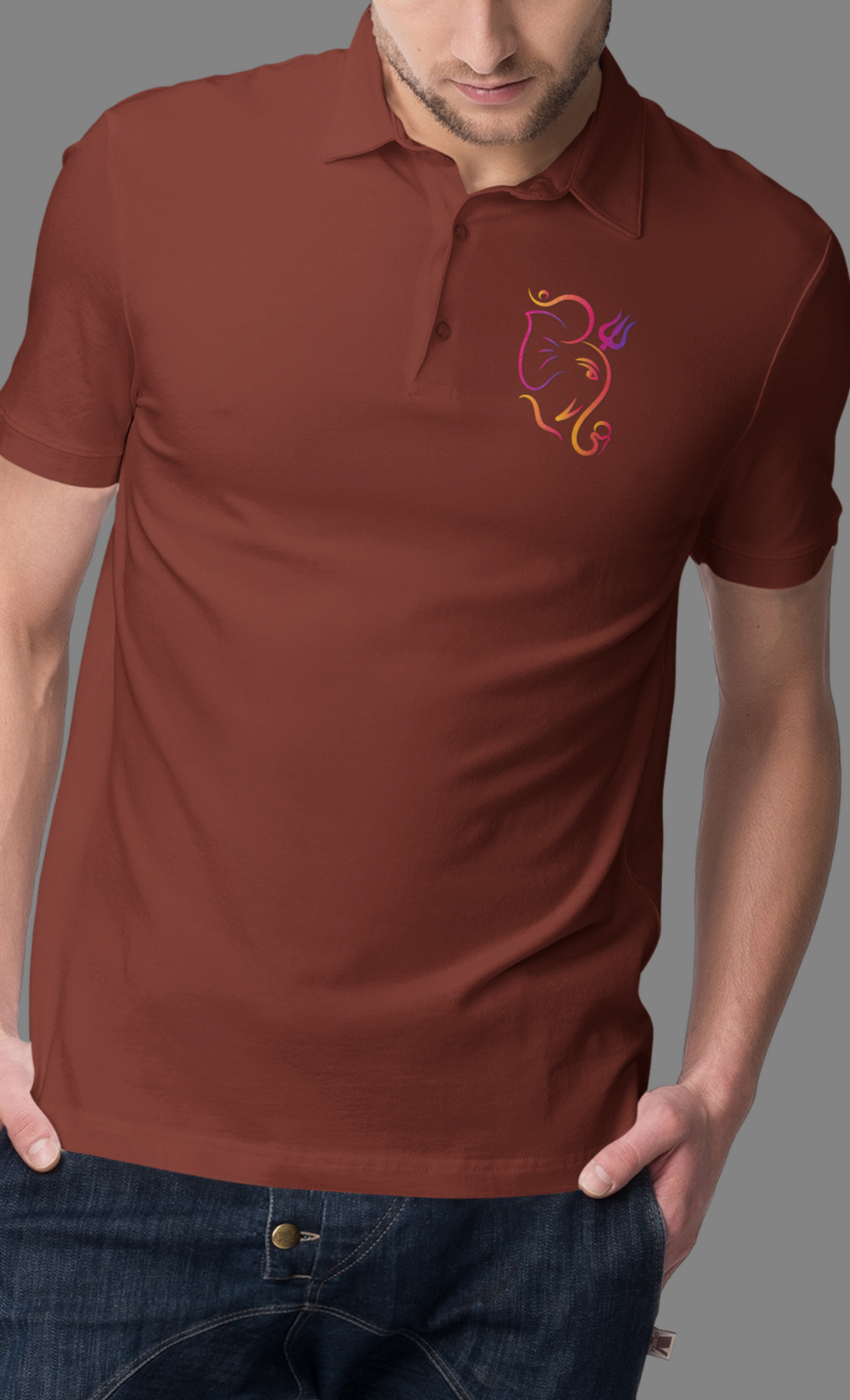 Polo Tshirt with Ganesha Trishul Trident