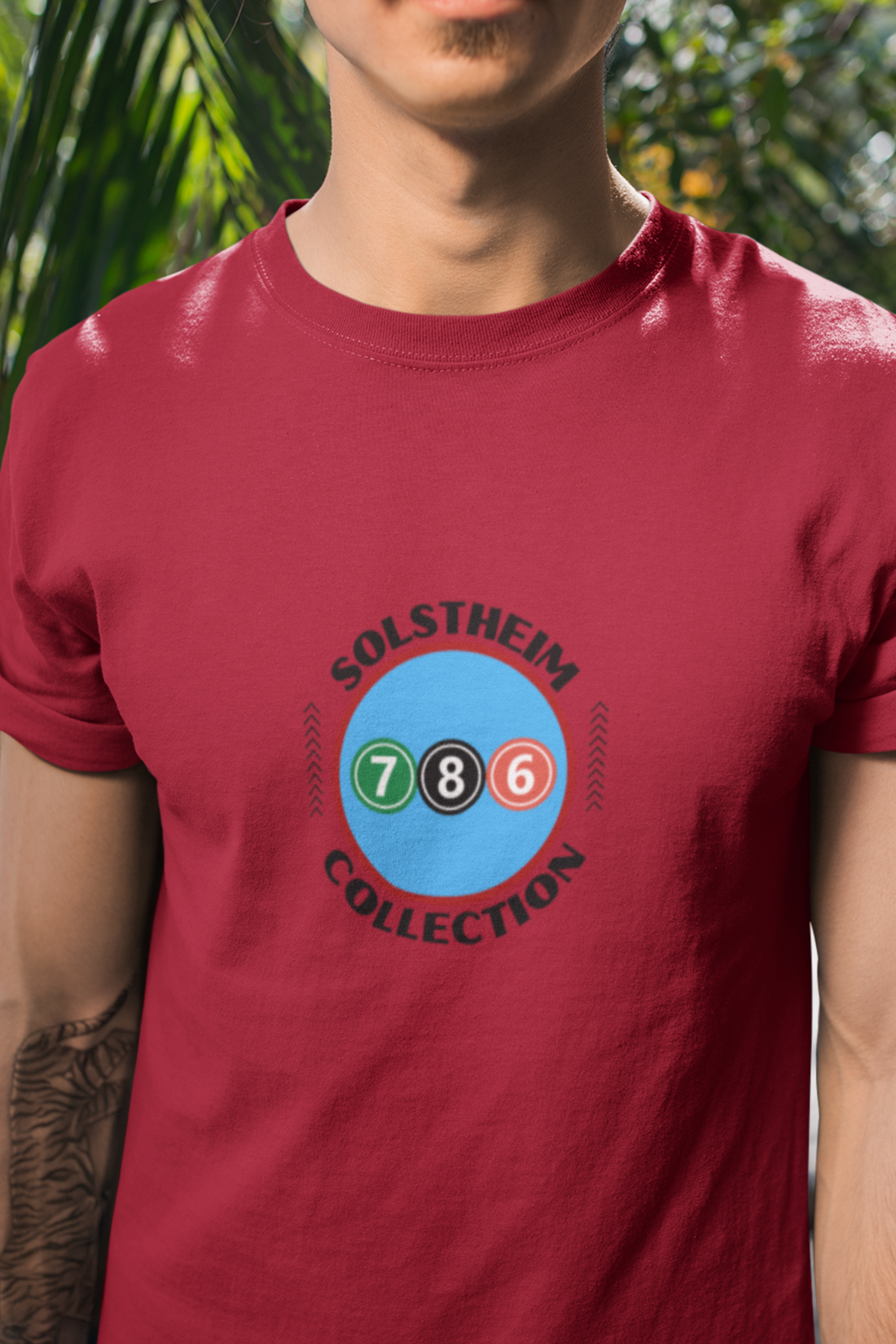 Round Neck Half Sleeves T-Shirt with Number 786 Design