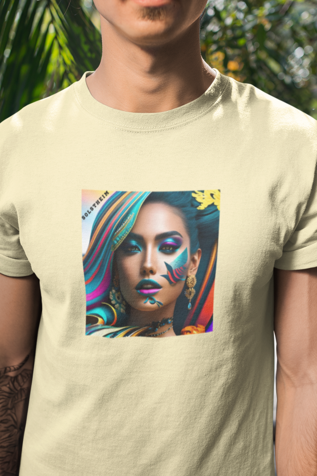 Round neck Half sleeves Tshirt with design of Woman Art