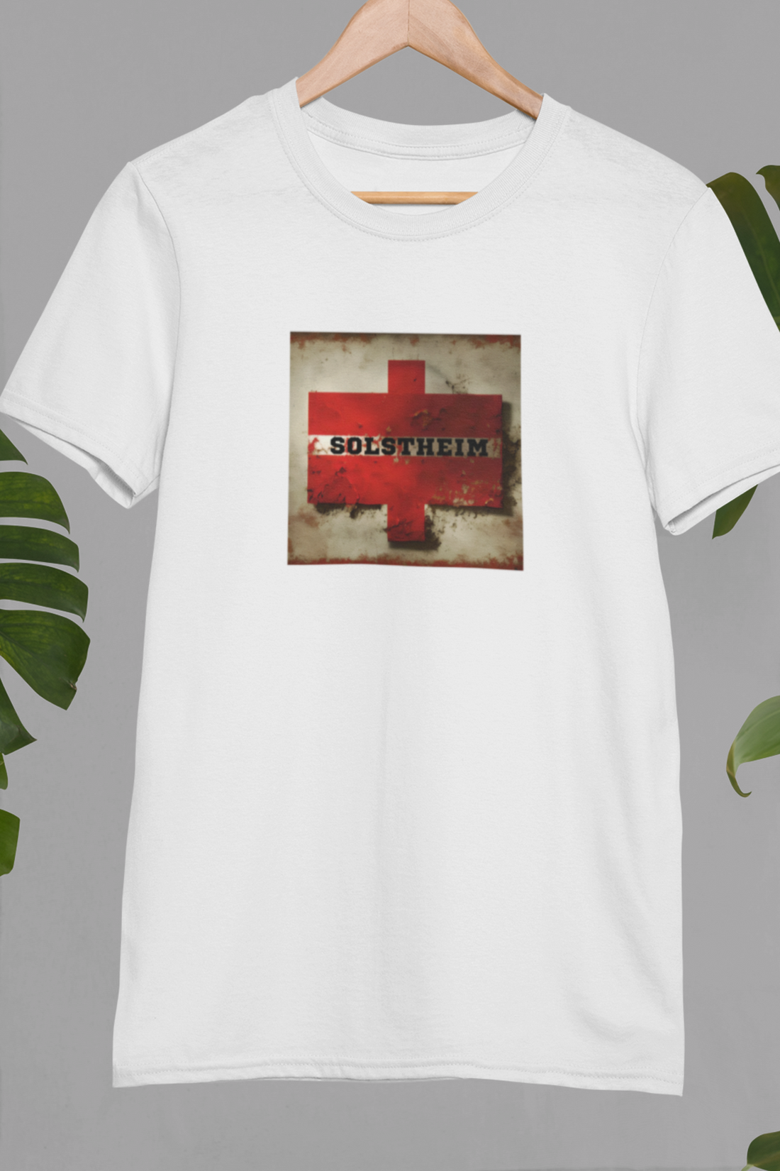 Round neck Half sleeves Tshirt with design of Retro Red Cross Plus