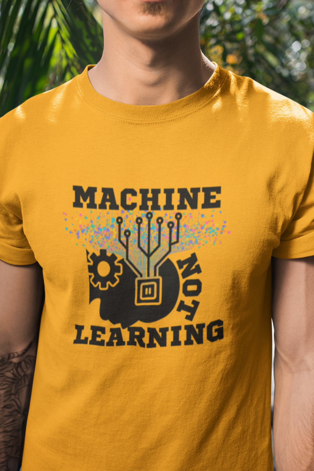 Round neck Half  sleeves Tshirt with Machine Not Learning