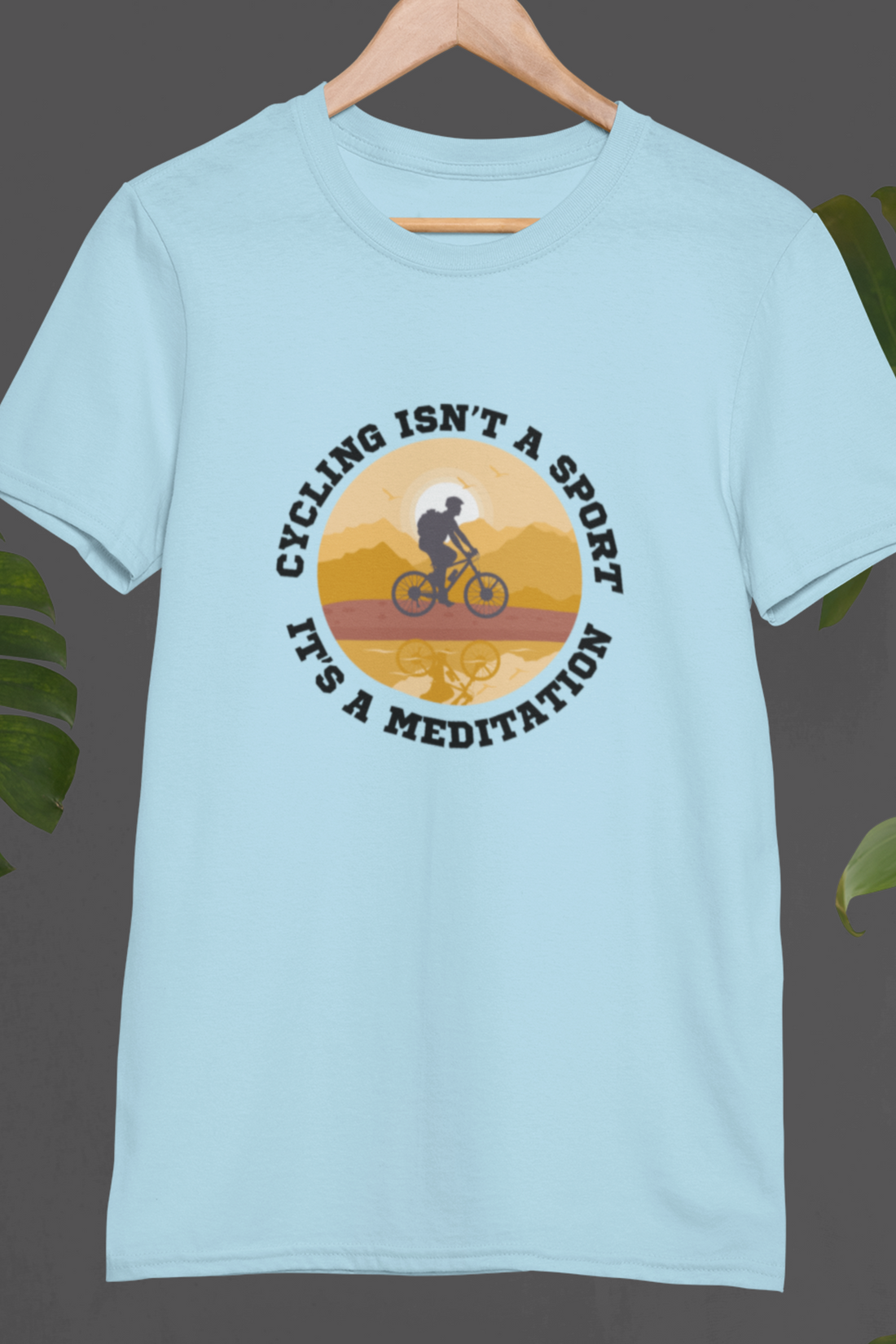 Round neck Half sleeves Tshirt with Cyclist Meditation quote