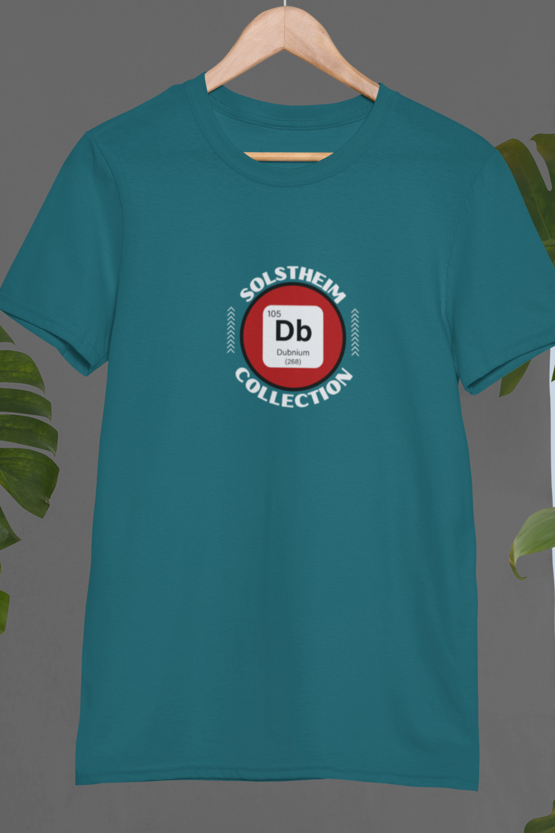 Round Neck Half Sleeves T-Shirt with Db 105 Dubnium Number Design