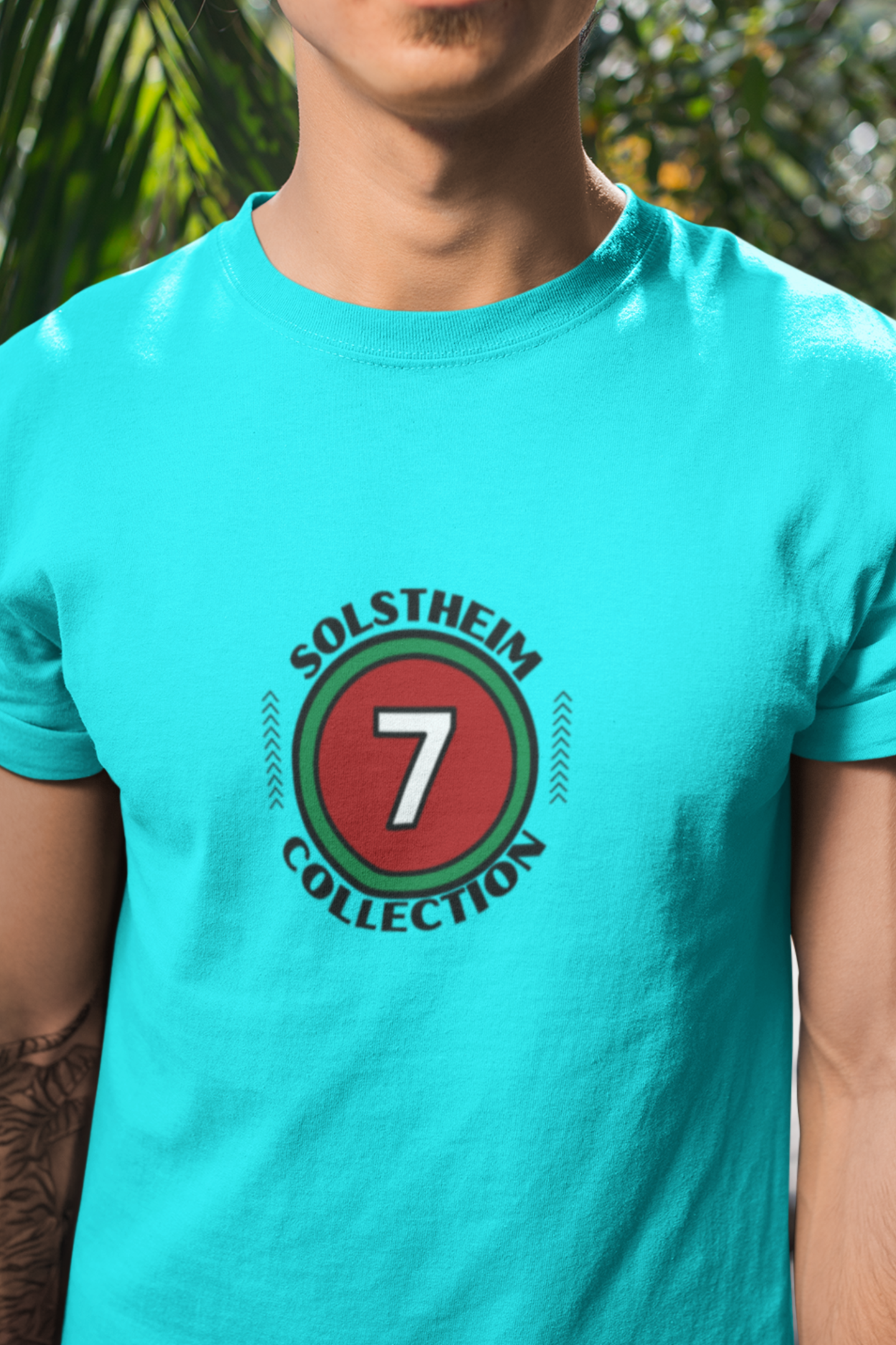 Round Neck Half Sleeves T-Shirt with Number 7 Design