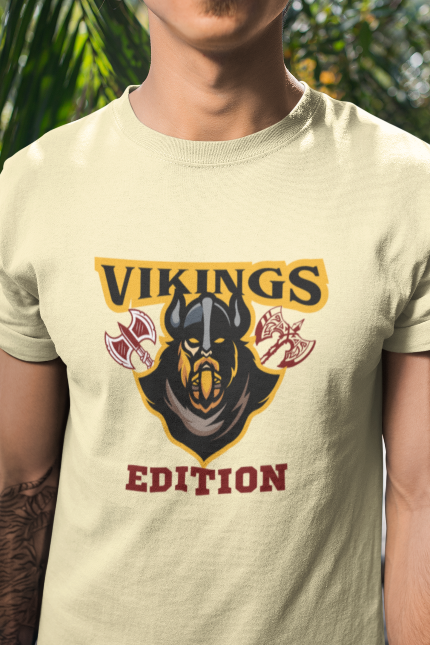 Round neck Half sleeves Tshirt with design with Viking Edition