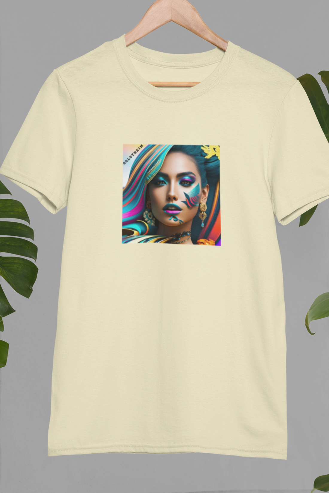 Round neck Half sleeves Tshirt with design of Woman Art