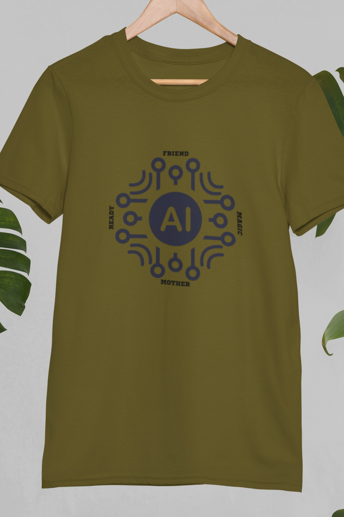 Round neck Half  sleeves Tshirt with AI Indian language connection