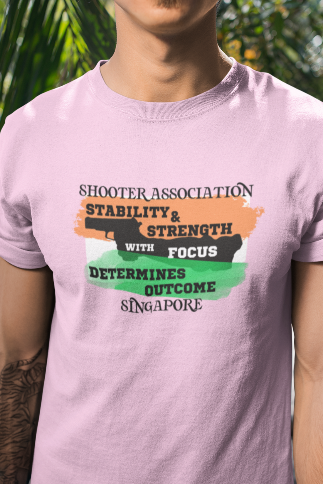 Round neck Half sleeves Tshirt with India Singapore Shooter Association