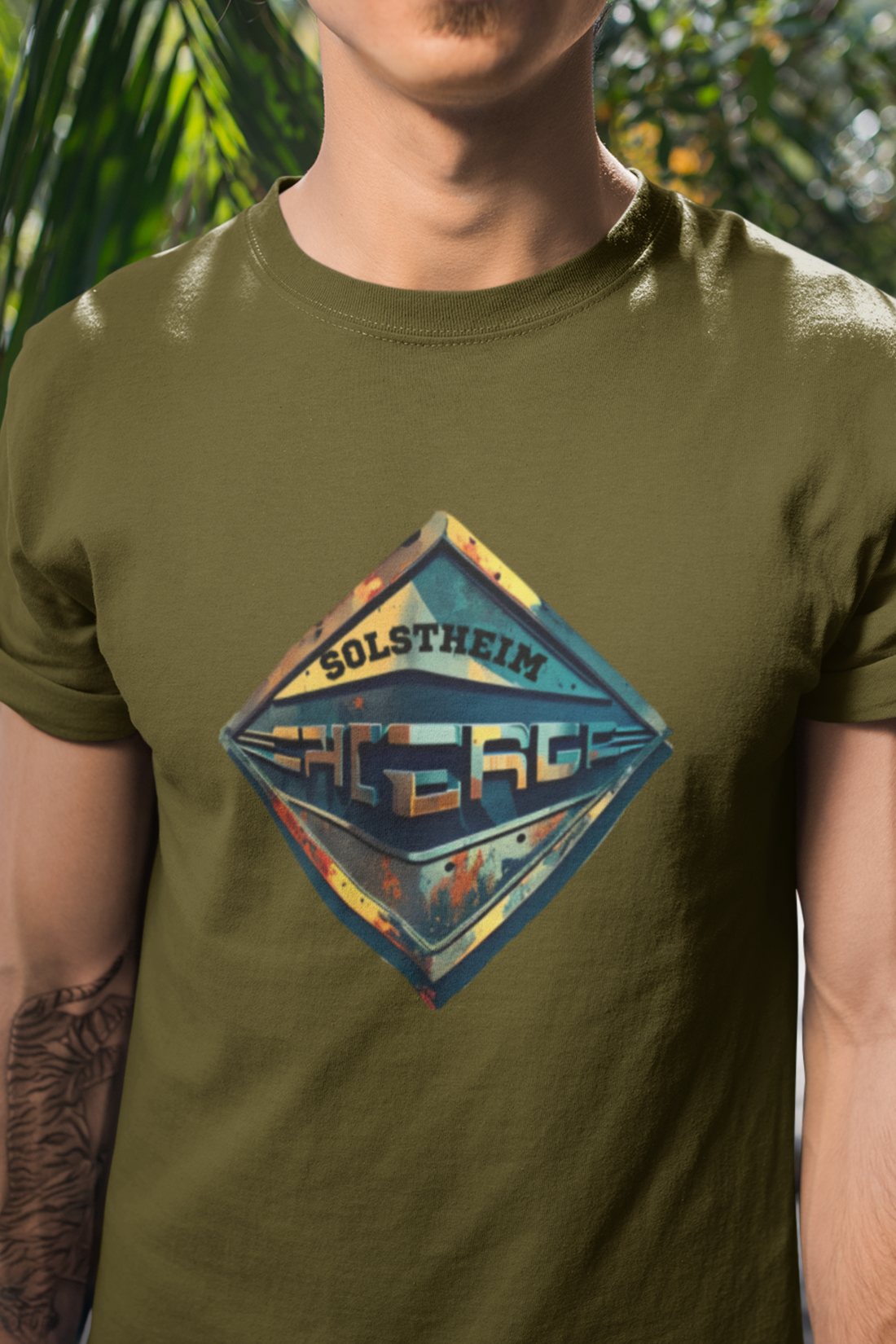 Round neck Half sleeves Tshirt with design of Retro Shield 3D