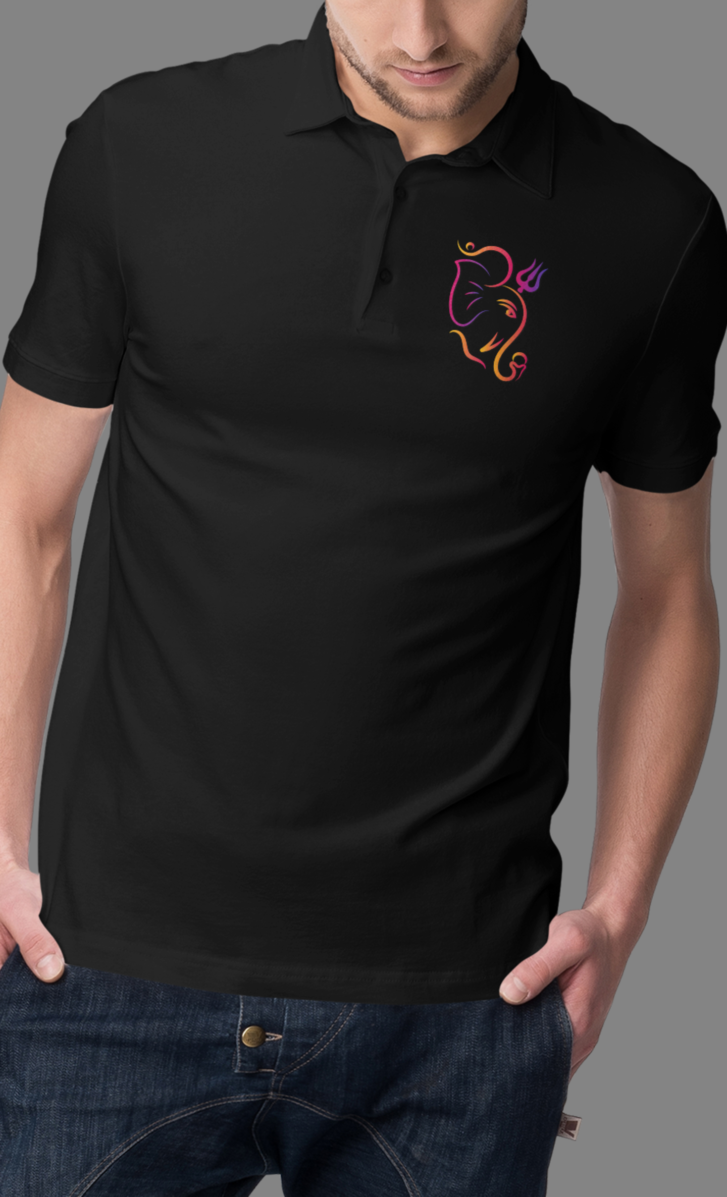 Polo Tshirt with Ganesha Trishul Trident