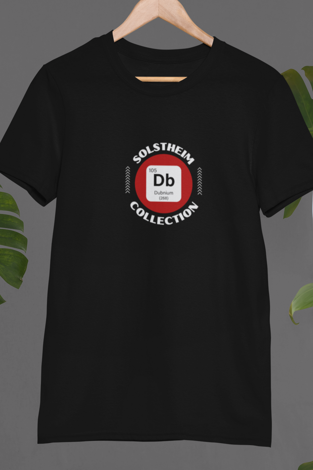 Round Neck Half Sleeves T-Shirt with Db 105 Dubnium Number Design