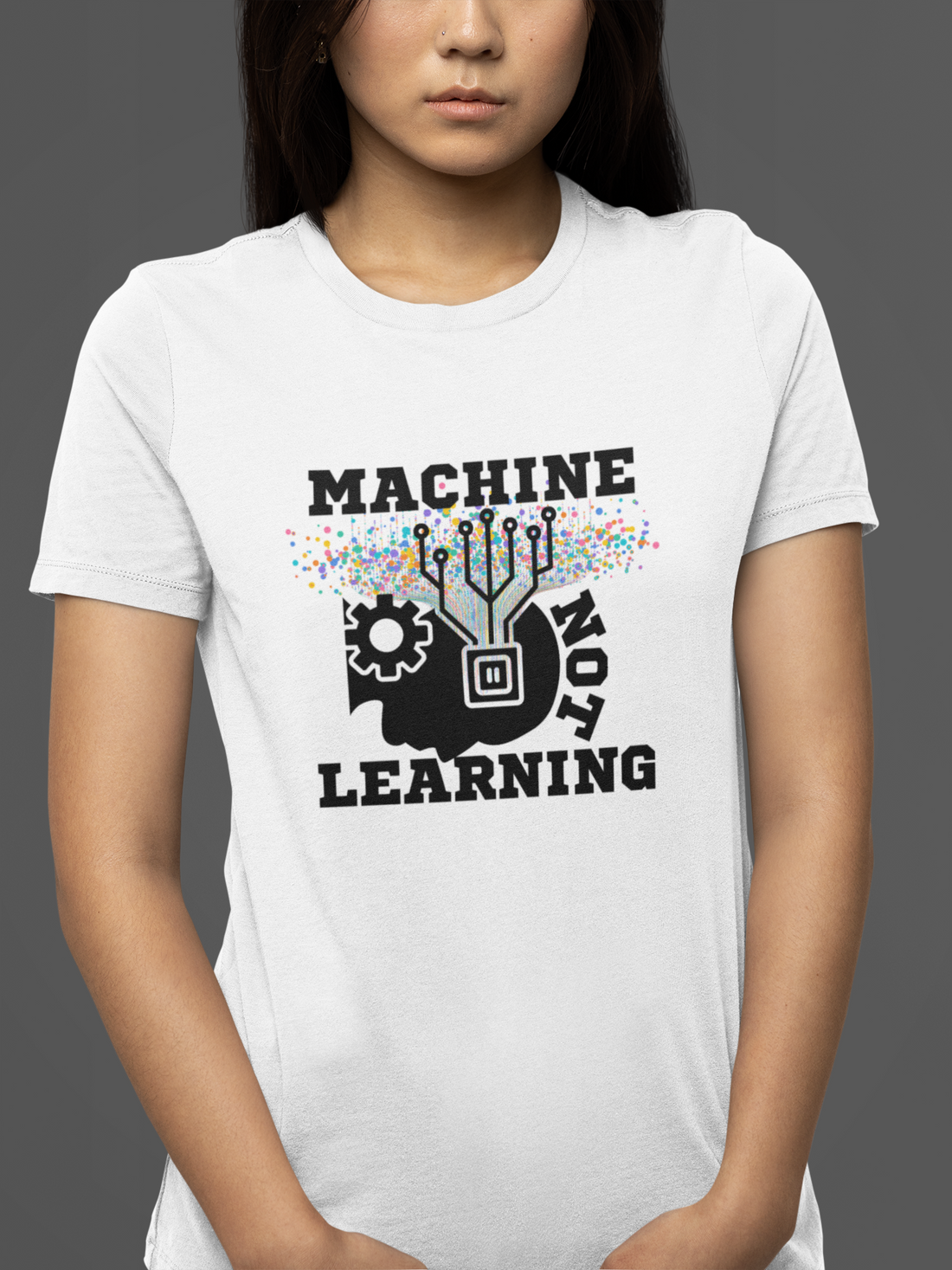 Round neck Half  sleeves Tshirt with Machine Not Learning