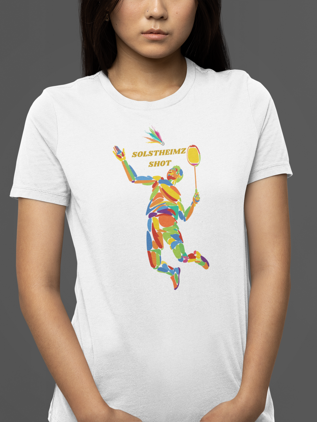 Round neck Half  sleeves Tshirt with Badminton design