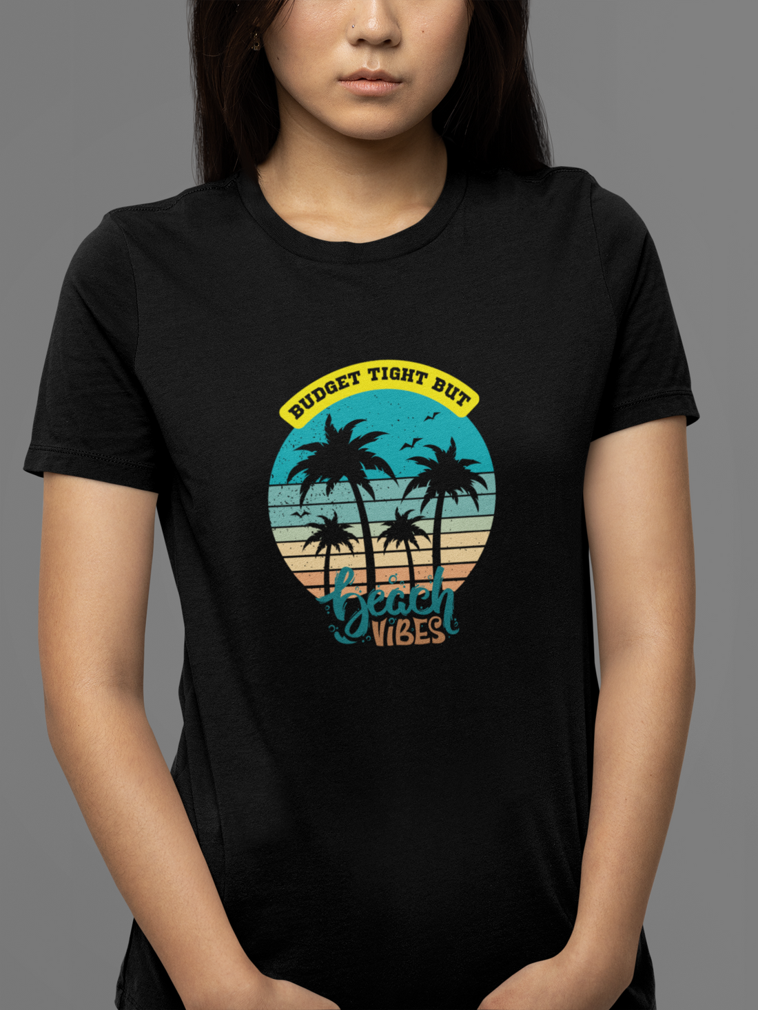 Round neck Half sleeves Tshirt with design of Cool Beach Vibes