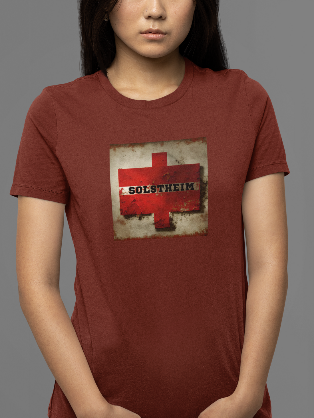 Round neck Half sleeves Tshirt with design of Retro Red Cross Plus