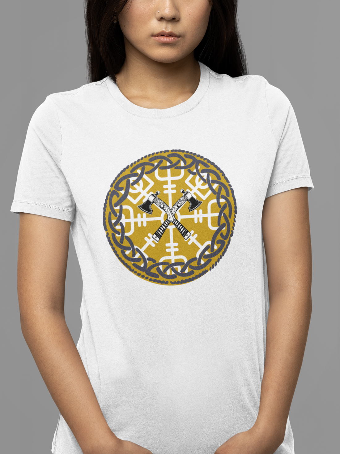 Round neck Half  sleeves Tshirt with Nordic Sword Symbol