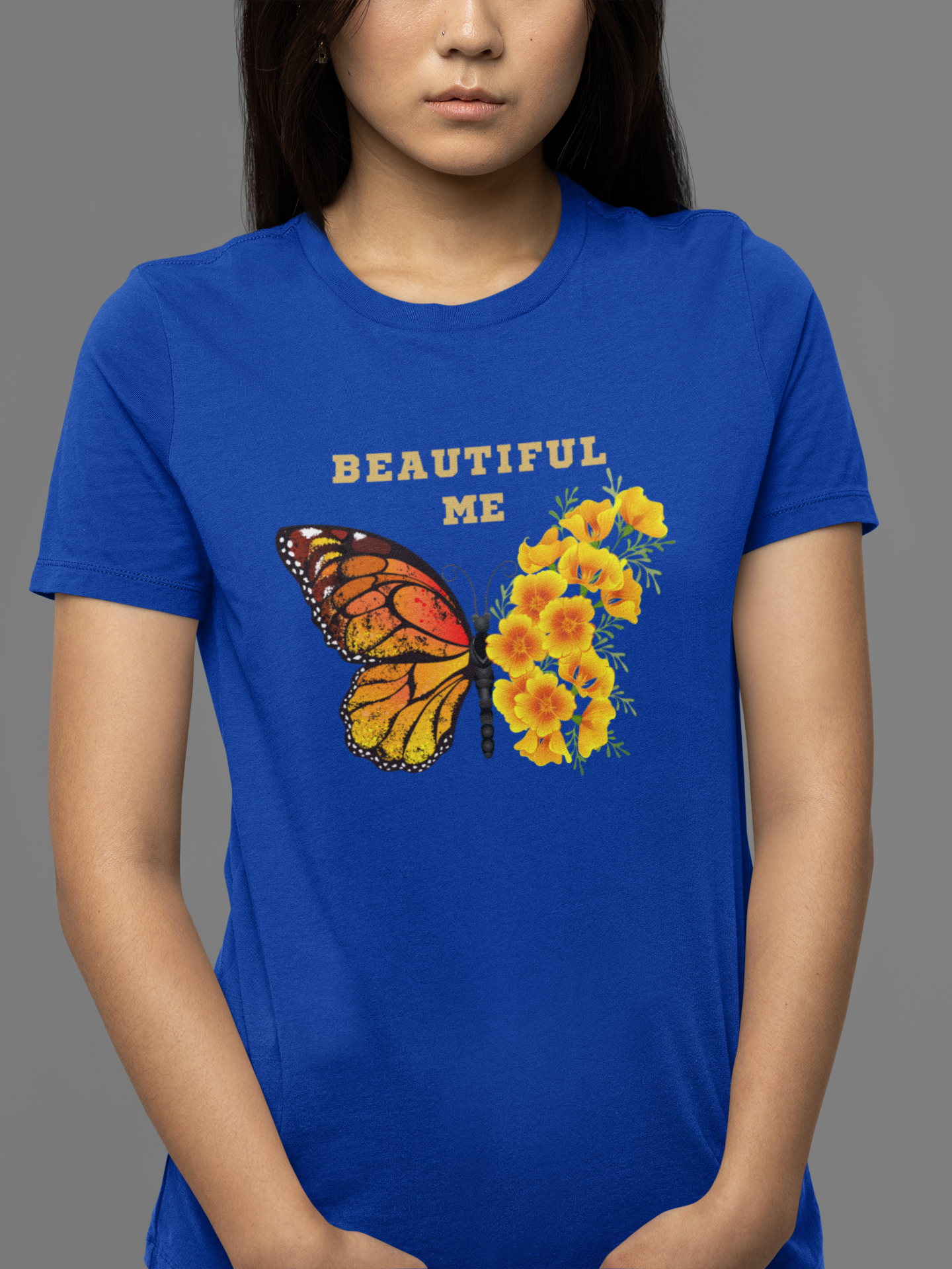 Round Neck Half Sleeves T-Shirt for women with Butterfly