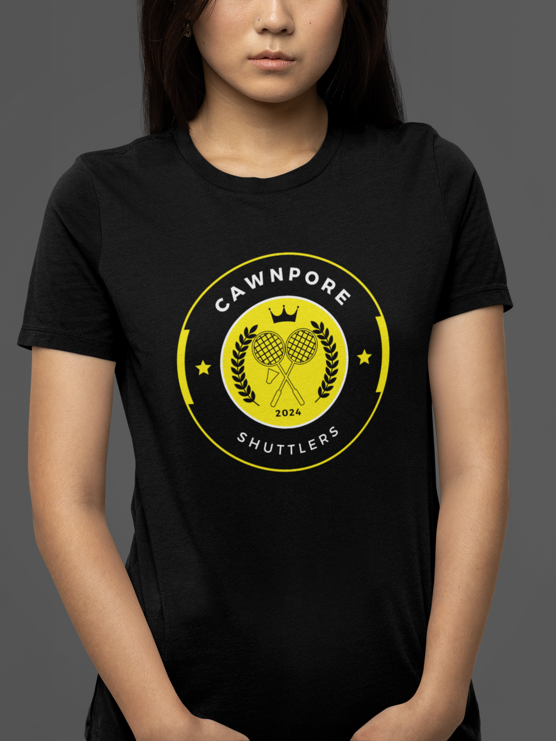 Round neck Half  sleeves Tshirt with Cawnpore Shuttlers design