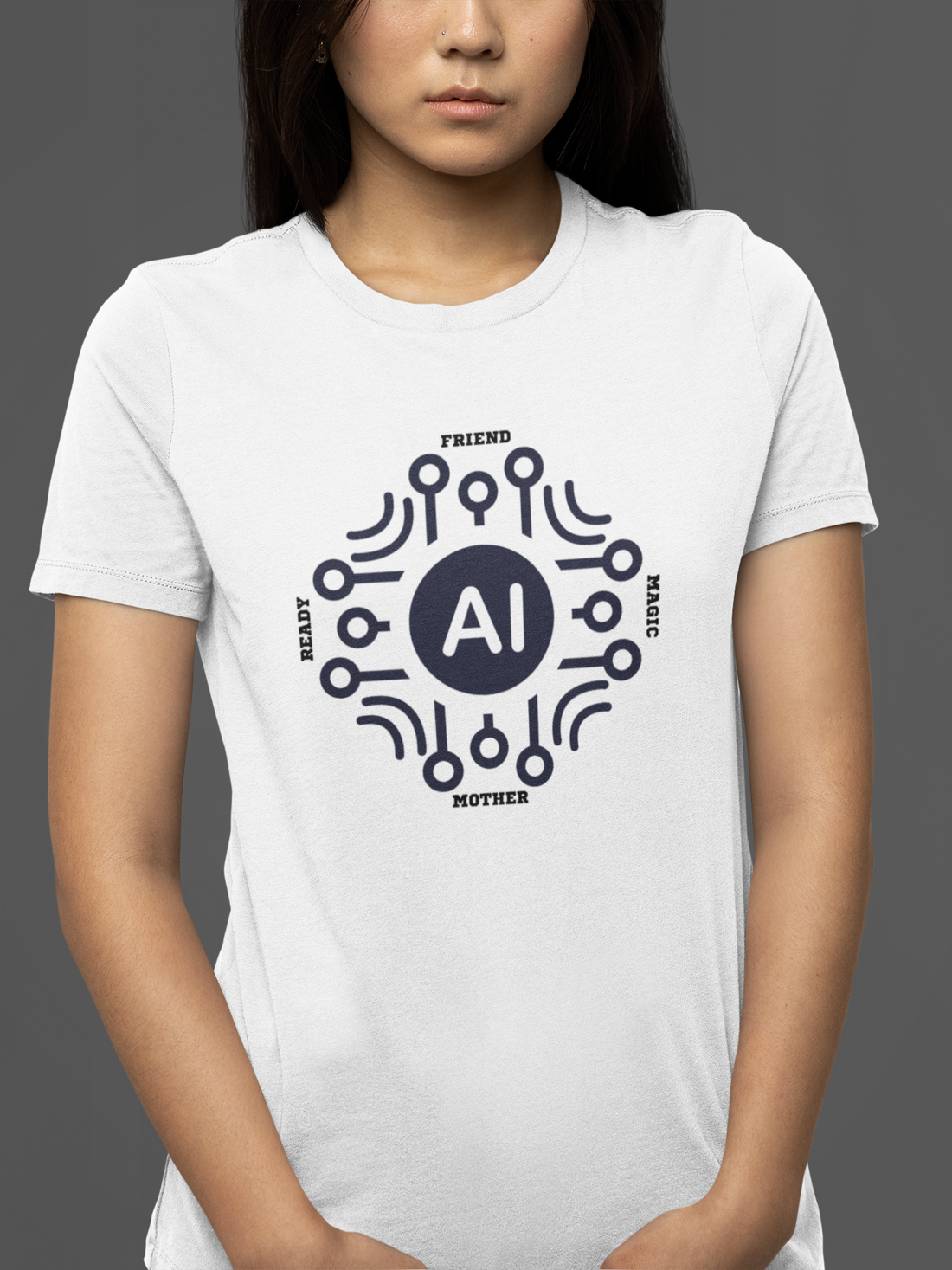 Round neck Half  sleeves Tshirt with AI Indian language connection