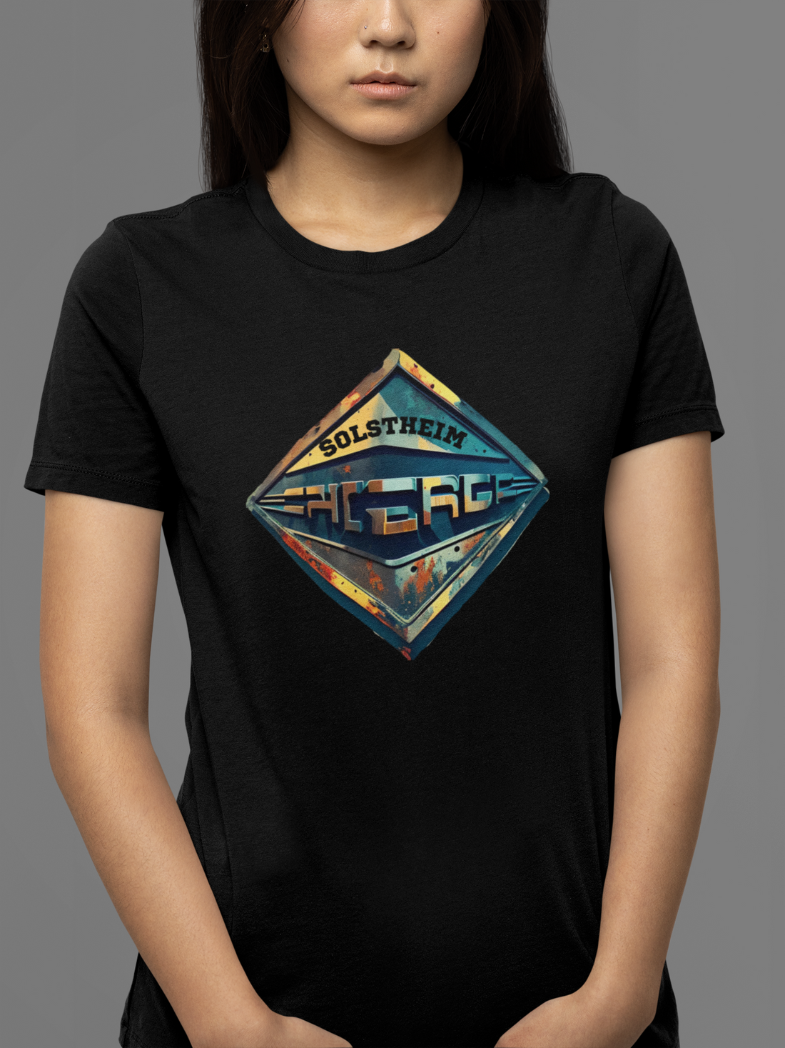 Round neck Half sleeves Tshirt with design of Retro Shield 3D