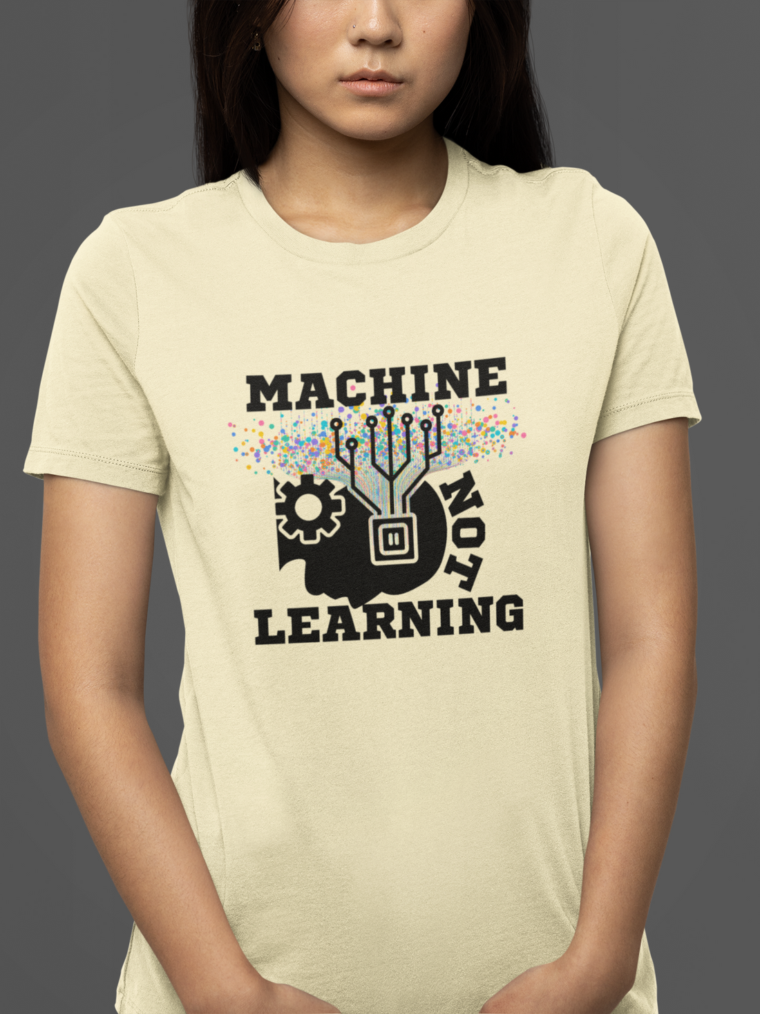 Round neck Half  sleeves Tshirt with Machine Not Learning