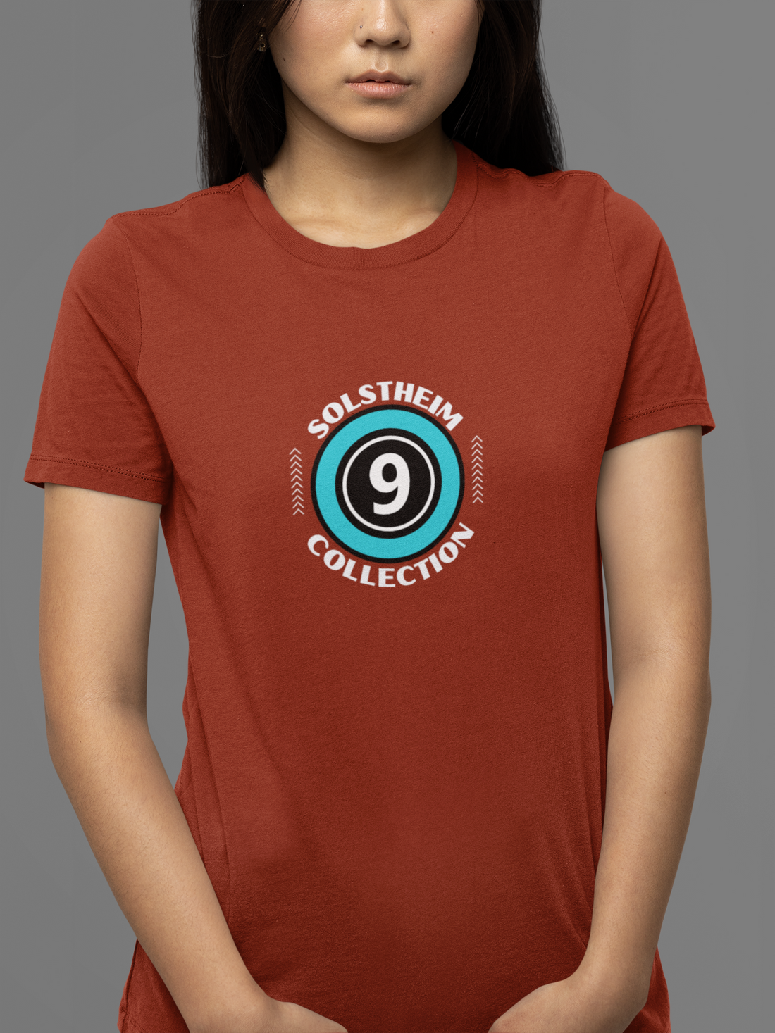 Round Neck Half Sleeves T-Shirt with Number 9 Design