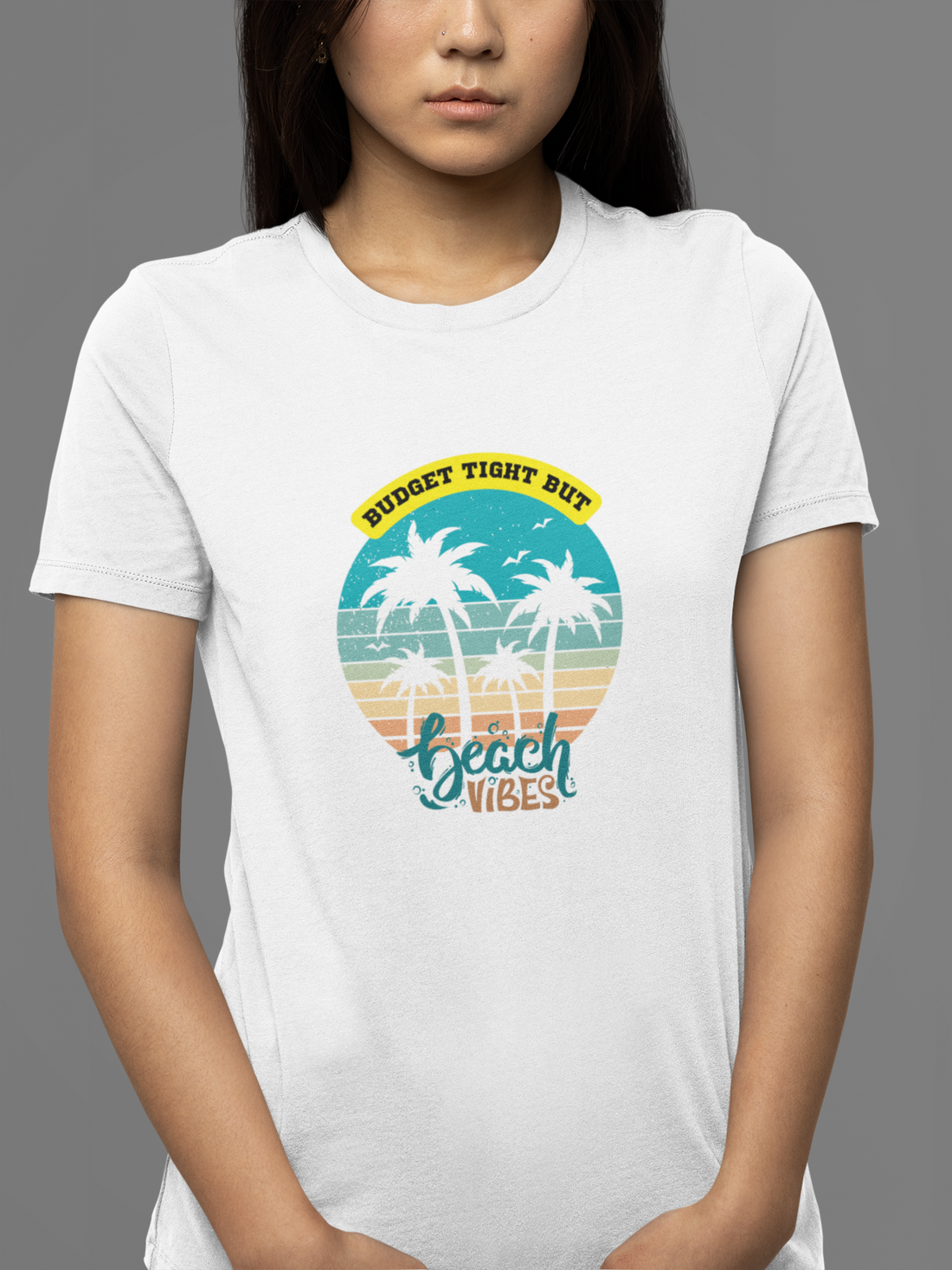 Round neck Half sleeves Tshirt with design of Cool Beach Vibes