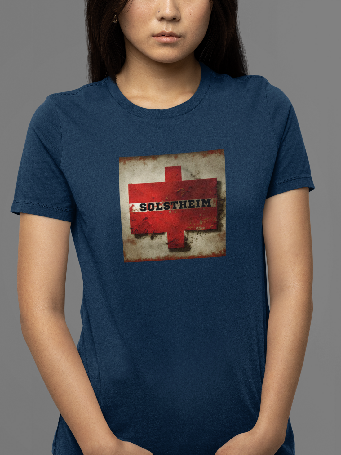 Round neck Half sleeves Tshirt with design of Retro Red Cross Plus